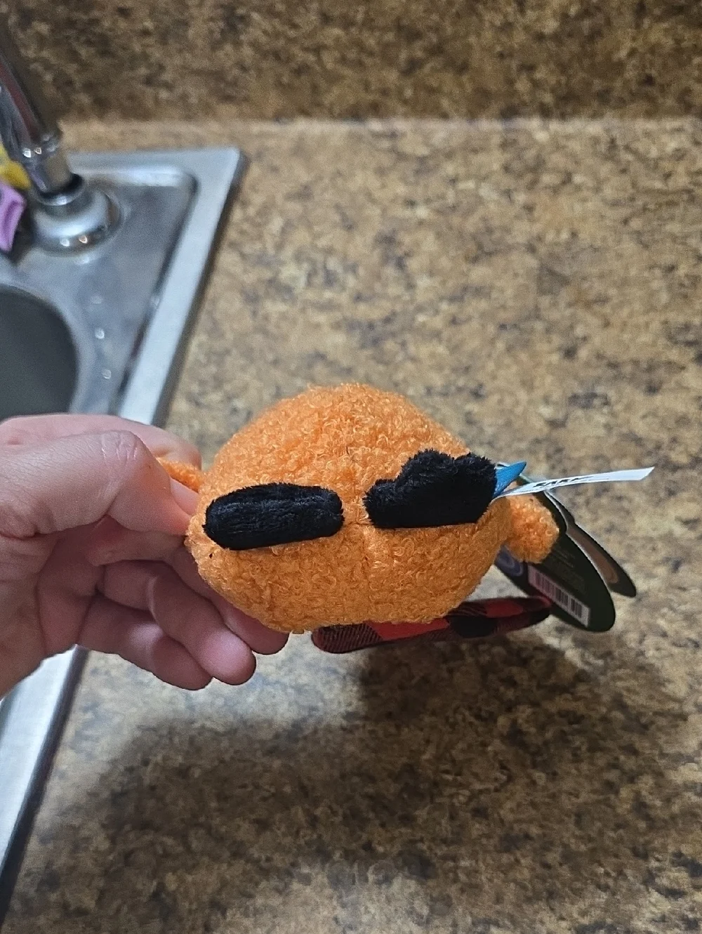 BARK Another‎ Dam Hipster Dog Toy Orange  with Plaid Accent NWT Size Small